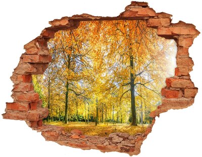 Adesivo murale buco 3D Autunno dorato nella foresta