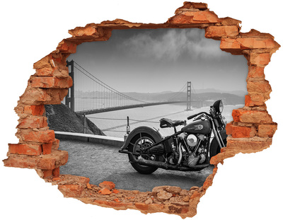 Adesivo murale buco 3D Motociclista al Golden Gate Bridge