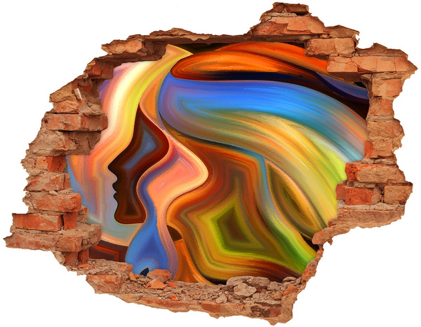 Adesivo con buco sbrecciato Un paesaggio colorato in un buco nel muro