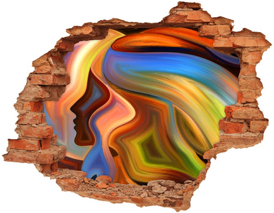 Adesivo con buco sbrecciato Un paesaggio colorato in un buco nel muro