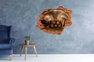 Adesivo murale buco 3D Interno di una cantina con botti