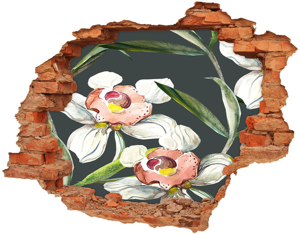 Adesivo murale buco 3D Fiori in cemento