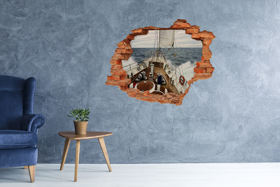 Adesivo con buco sbrecciato Uno yacht in mare