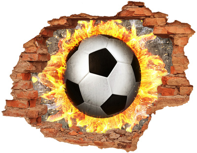 Adesivo murale buco 3D Calcio in fiamme