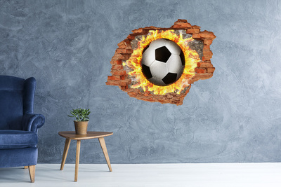 Adesivo murale buco 3D Calcio in fiamme