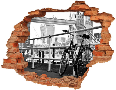 Adesivo effetto buco nel muro Una bicicletta sul molo cittadino