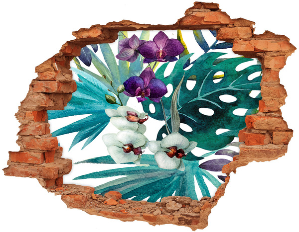 Adesivo murale buco 3D Giardino tropicale nascosto nel muro