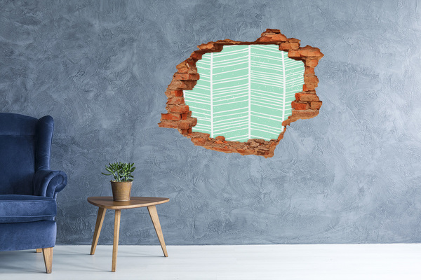 Adesivo effetto buco nel muro Parete verde in stile scandinavo