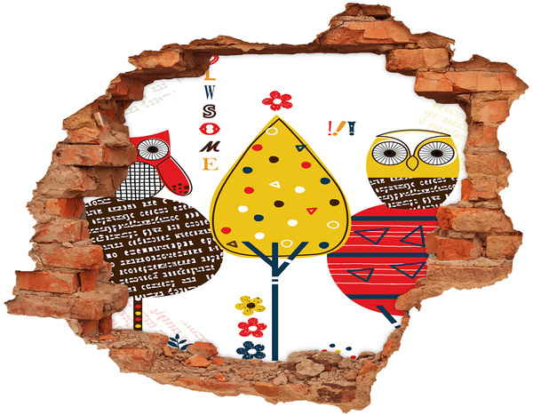 Adesivo effetto buco nel muro Alberi colorati in un buco nel muro