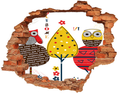 Adesivo effetto buco nel muro Alberi colorati in un buco nel muro