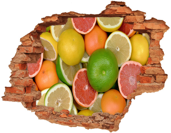 Adesivo murale buco 3D Un paradiso di frutta dietro le mura