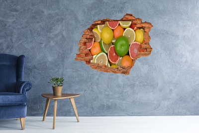 Adesivo murale buco 3D Un paradiso di frutta dietro le mura