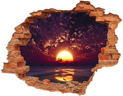 Adesivo murale buco 3D Tramonto sul mare