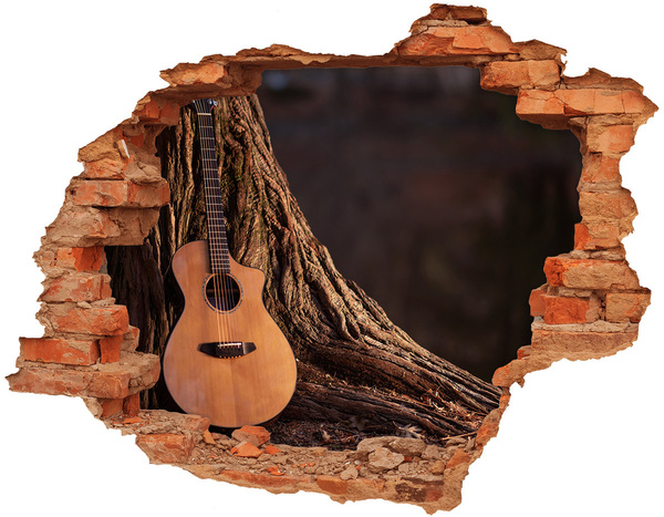 Adesivo effetto buco nel muro Chitarra nella natura