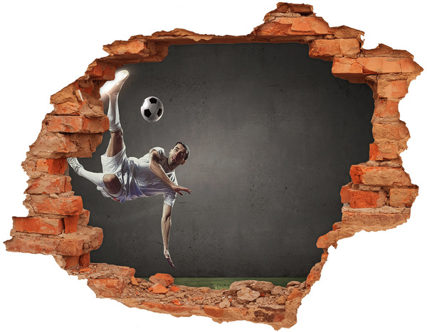 Adesivo murale buco 3D Salto calcistico in azione