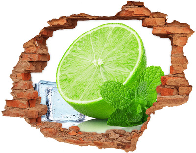 Adesivo effetto buco nel muro Lime fresco con menta