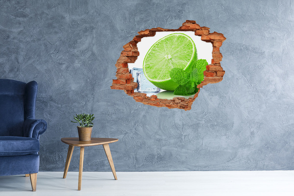 Adesivo effetto buco nel muro Lime fresco con menta