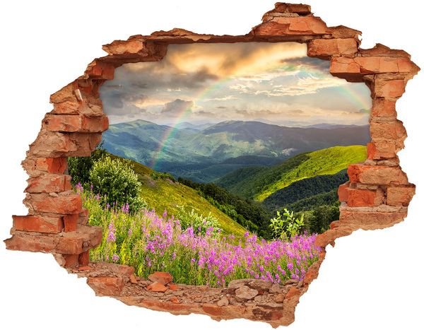 Adesivo murale buco 3D Paesaggio montano arcobaleno