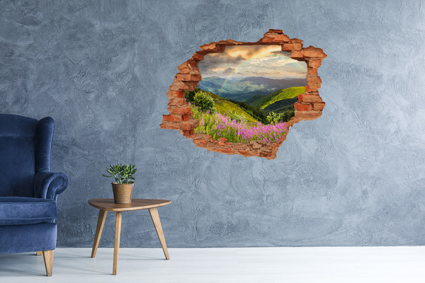 Adesivo murale buco 3D Paesaggio montano arcobaleno