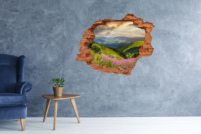 Adesivo murale buco 3D Paesaggio montano arcobaleno