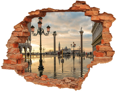Adesivo effetto buco nel muro Venezia all'alba