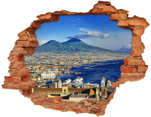 Adesivo murale buco 3D Veduta di Napoli con il Vesuvio