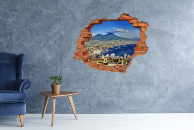Adesivo murale buco 3D Veduta di Napoli con il Vesuvio