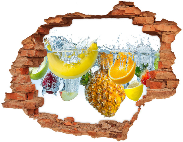 Adesivo murale buco 3D Cascata di frutta in cemento