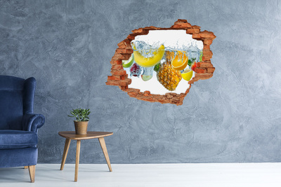 Adesivo murale buco 3D Cascata di frutta in cemento