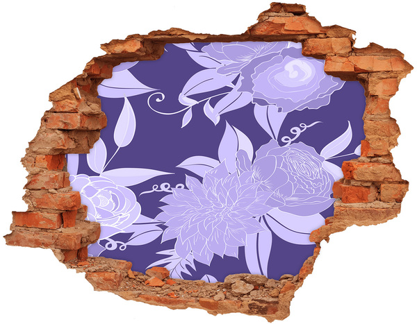 Adesivo murale buco 3D Motivo floreale su sfondo viola