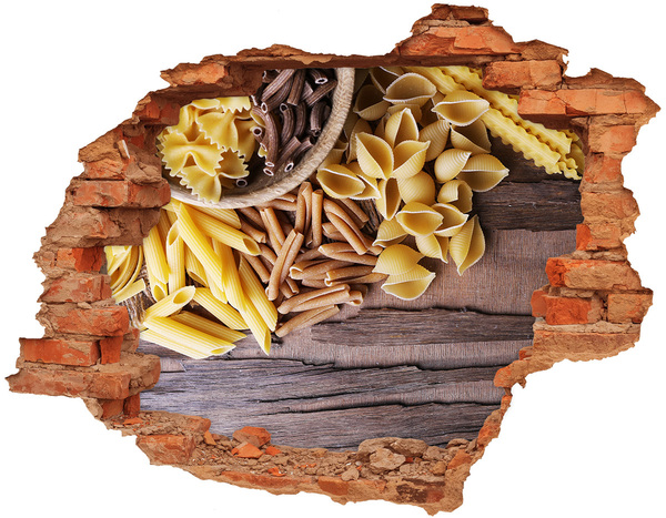 Adesivo murale buco 3D Pasta nel buco nel muro