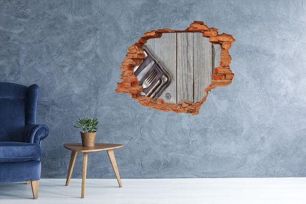 Adesivo murale buco 3D Un'incantevole sala da pranzo in stile rustico.