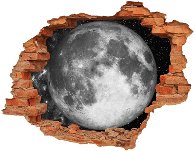 Adesivo murale buco 3D La luna nel buco nel muro
