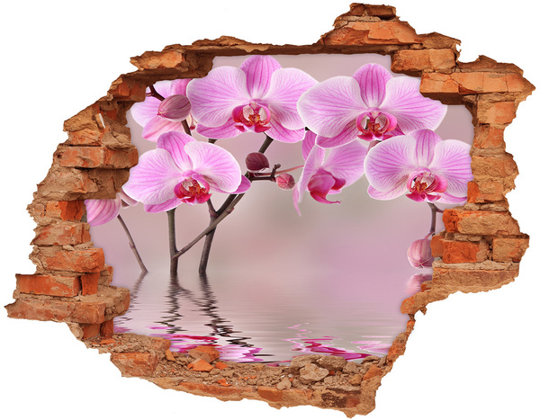 Adesivo murale buco 3D Orchidea in un muro diroccato
