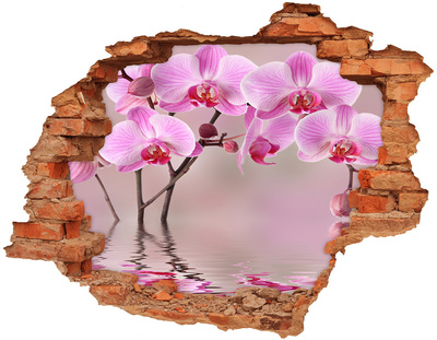 Adesivo murale buco 3D Orchidea in un muro diroccato