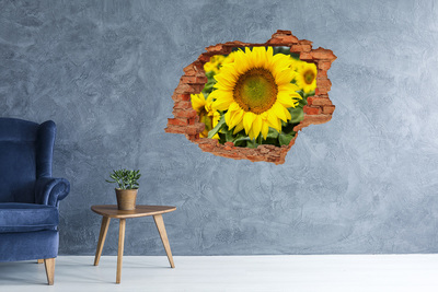 Adesivo murale buco 3D Girasole in cemento