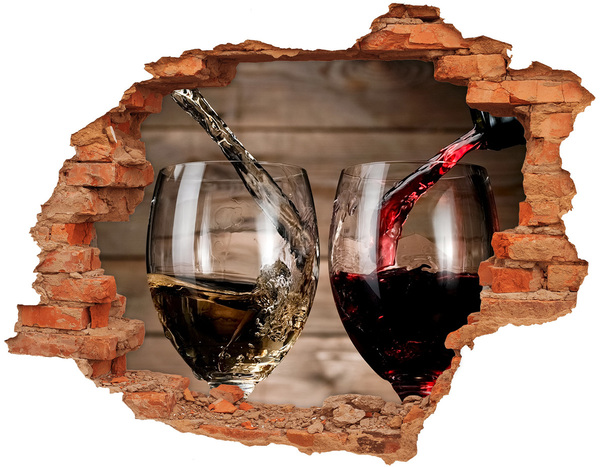Adesivo murale buco 3D Un brindisi con il vino