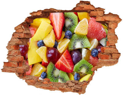 Adesivo murale buco 3D Paradiso della frutta in cemento