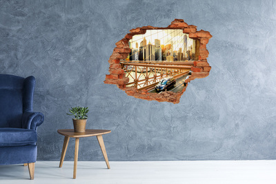 Adesivo con buco sbrecciato Ponte di Brooklyn al tramonto