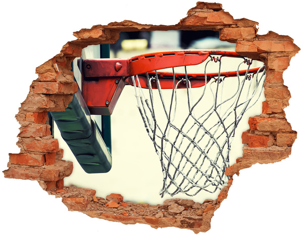 Adesivo murale buco 3D Lancio della palla da basket oltre il muro