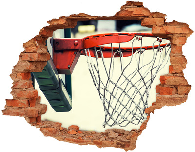 Adesivo murale buco 3D Lancio della palla da basket oltre il muro