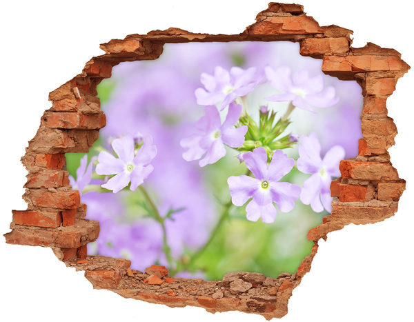 Adesivo con buco sbrecciato Un paradiso di fiori dietro il muro