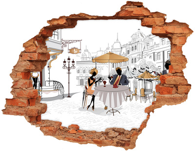 Adesivo effetto buco nel muro Caffè in stile europeo