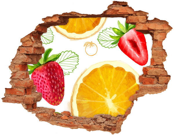 Adesivo effetto buco nel muro Paradiso fruttato nascosto nel muro