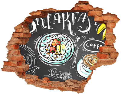 Adesivo murale buco 3D Colazione retrò