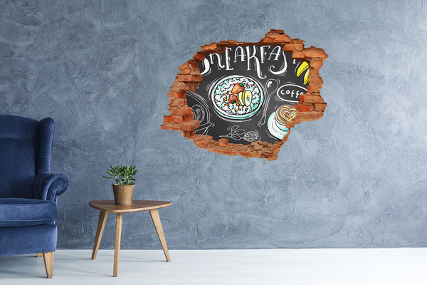 Adesivo murale buco 3D Colazione retrò
