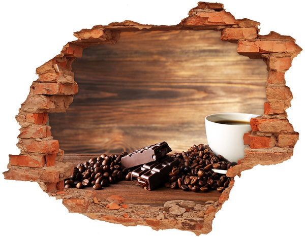 Adesivo effetto buco nel muro Angolo caffè con cioccolata