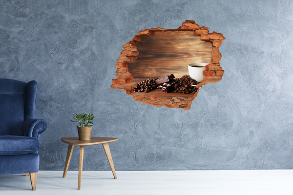 Adesivo effetto buco nel muro Angolo caffè con cioccolata