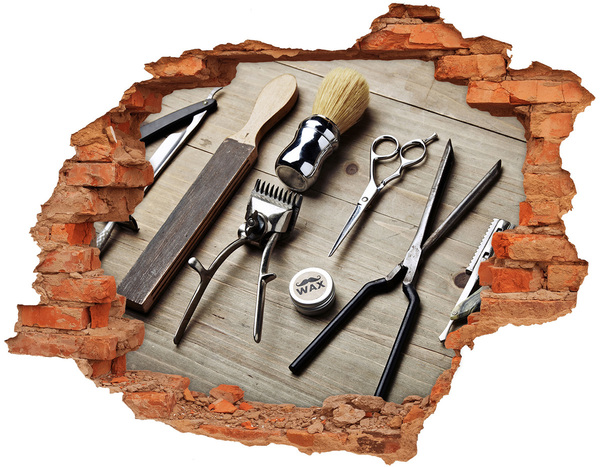 Adesivo murale buco 3D Laboratorio di acconciatura