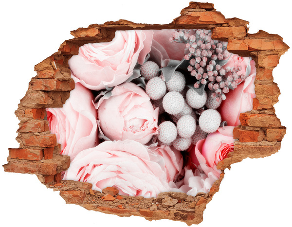 Adesivo con buco sbrecciato Un paradiso di fiori dietro il muro